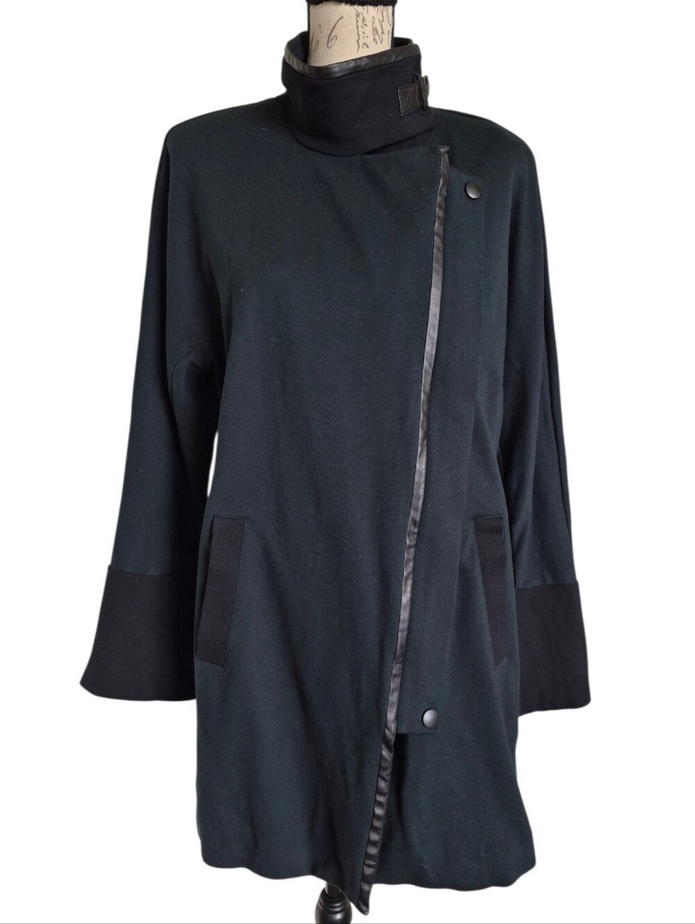 Cabi Renaissance Coat 3725 Green Ponte Asymmetrical Zip Moto Jacket L Fall